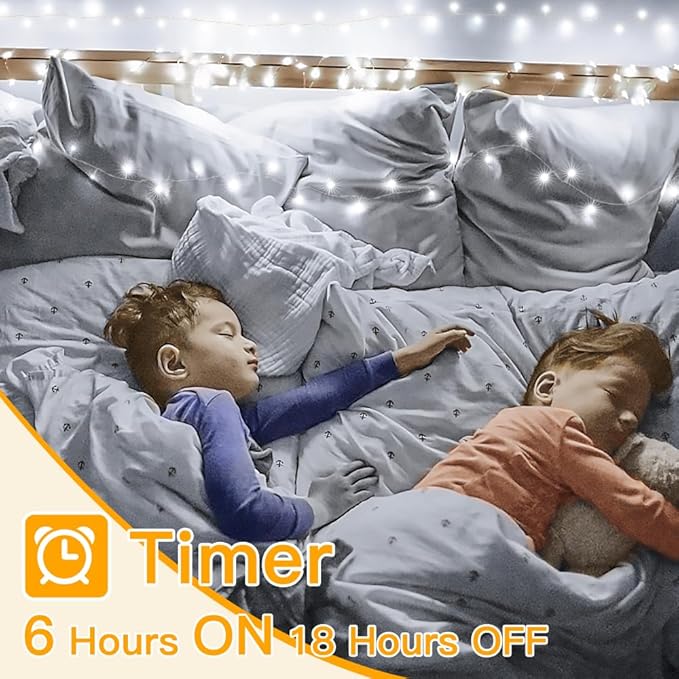 Ollny Outdoor String Lights 200LED 60FT, Cool White Connectable Plug in Fairy Light, 8 Modes Waterproof Timer Christmas Lights for Indoor Outside Bedroom House Party Wedding-VerdiqueGarden