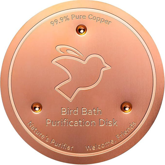Mellbree Bird Bath Copper Disk, 0.6mm Reinforced 99.99% Pure Copper Cleaning Disk with Triple-Point Support for Physical Safe Clean Water All-Season, Universal Fit for Outdoor Birdbaths, Bowl-VerdiqueGarden