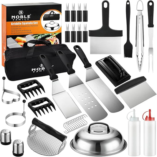 38PCS Flat Top Grill Accessories Set - Must Have for Your Outdoor with Professional Griddle Spatula, Cleaning Kit, Grill Basting Cover - Ideal Griddle Gift for Men Women-VerdiqueGarden