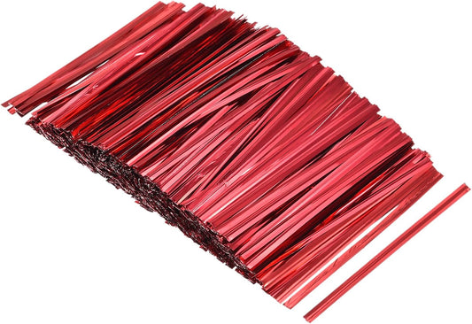 MECCANIXITY Foil Twist Ties 3" 8cm Metallic Plastic Closure Tie for Tying Bread, Candy, Cookies, Gift Bags Arts Crafts Ties Red Pack of 750-VerdiqueGarden