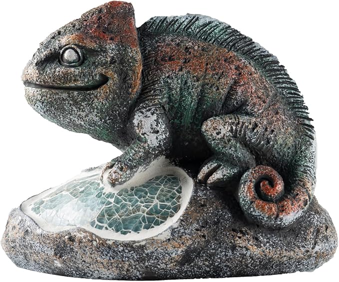 Solar Chameleon Garden Statues Outdoor Decor Resin Chameleon Figurine with Solar Light for Patio,Balcony,Yard,Lawn Ornament,Perfect Garden Gift-VerdiqueGarden