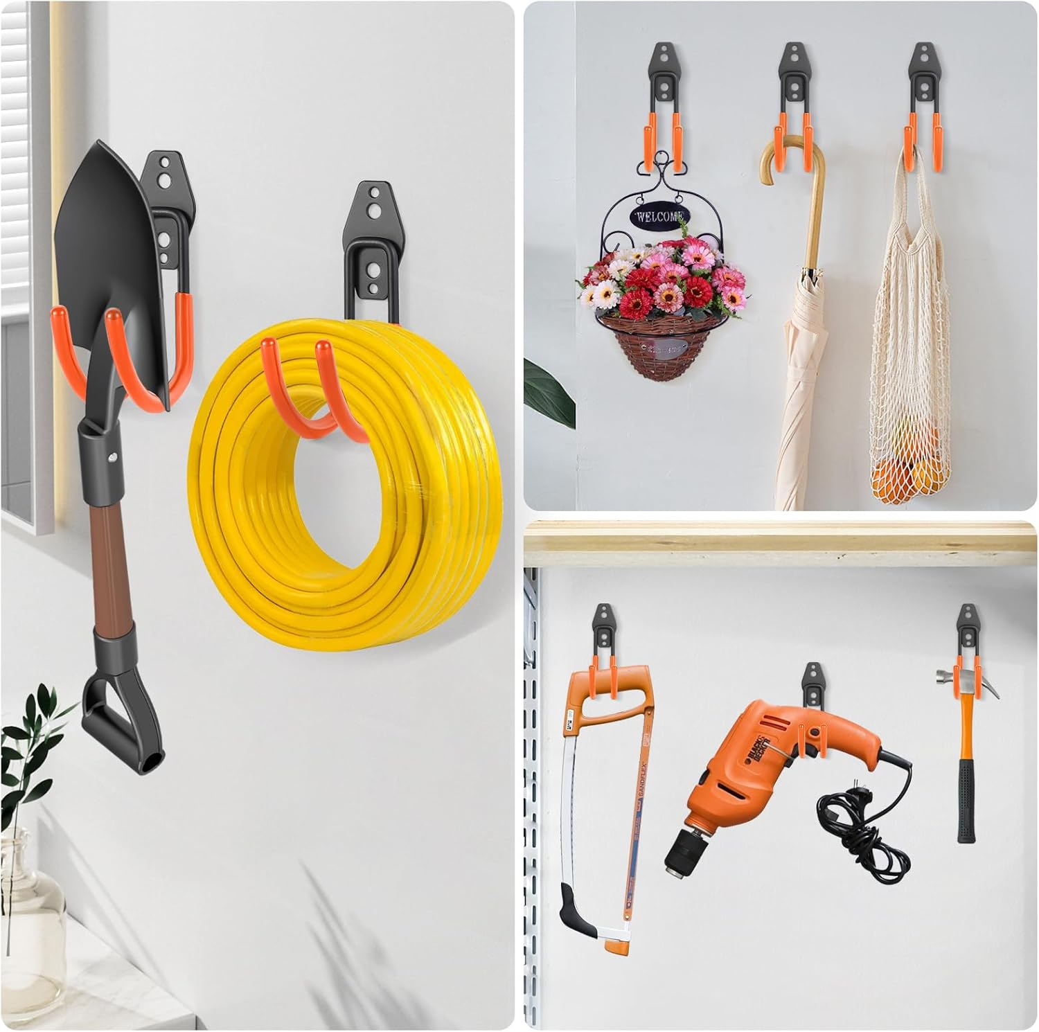 Hose Hanger Wall Mount 2 Pack,Heavy Duty Hose Holder with Screws Metal Hose Hangers for Outside,Hose Rack Suitable for Garage,Garden and Yard-VerdiqueGarden