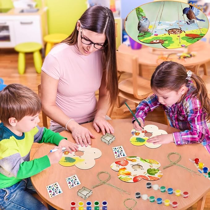 12 Pack Bird Feeder Craft Kits for Kids Ages 3-5 4-8 8-12, DIY Wooden Art Painting Outdoor Bulk Toys for Boys & Girls, Easter Christmas Gifts, Party Favor Gifts for Nature Loving Children-VerdiqueGarden