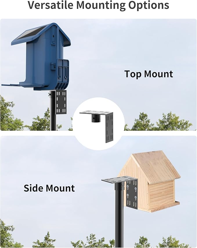 Bird Feeder Pole with Squirrel Baffle - 90 Inch Bird House Pole with Semicircular Hook for Outdoors, Squirrel Proof Baffle with Stainless Steel Spring for Better Defense, Slip-Fit Connection-VerdiqueGarden