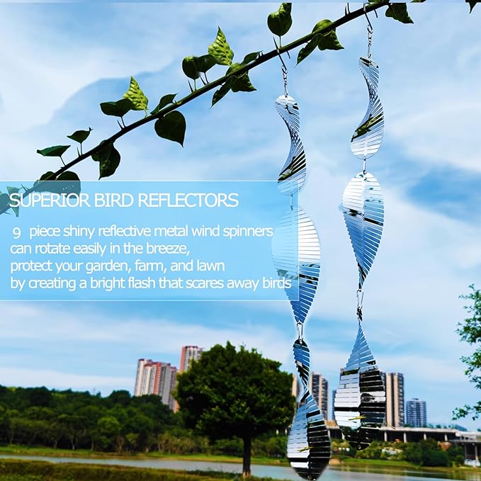 Metal Bird Scare Discs Set-Highly Reflective Double-Sided Bird Reflectors,Extra Sparkly Wind Spinners Outdoor Garden Decor, Bird Devices Deterrent to Scare Birds Away from Yard Patio Farm-VerdiqueGarden