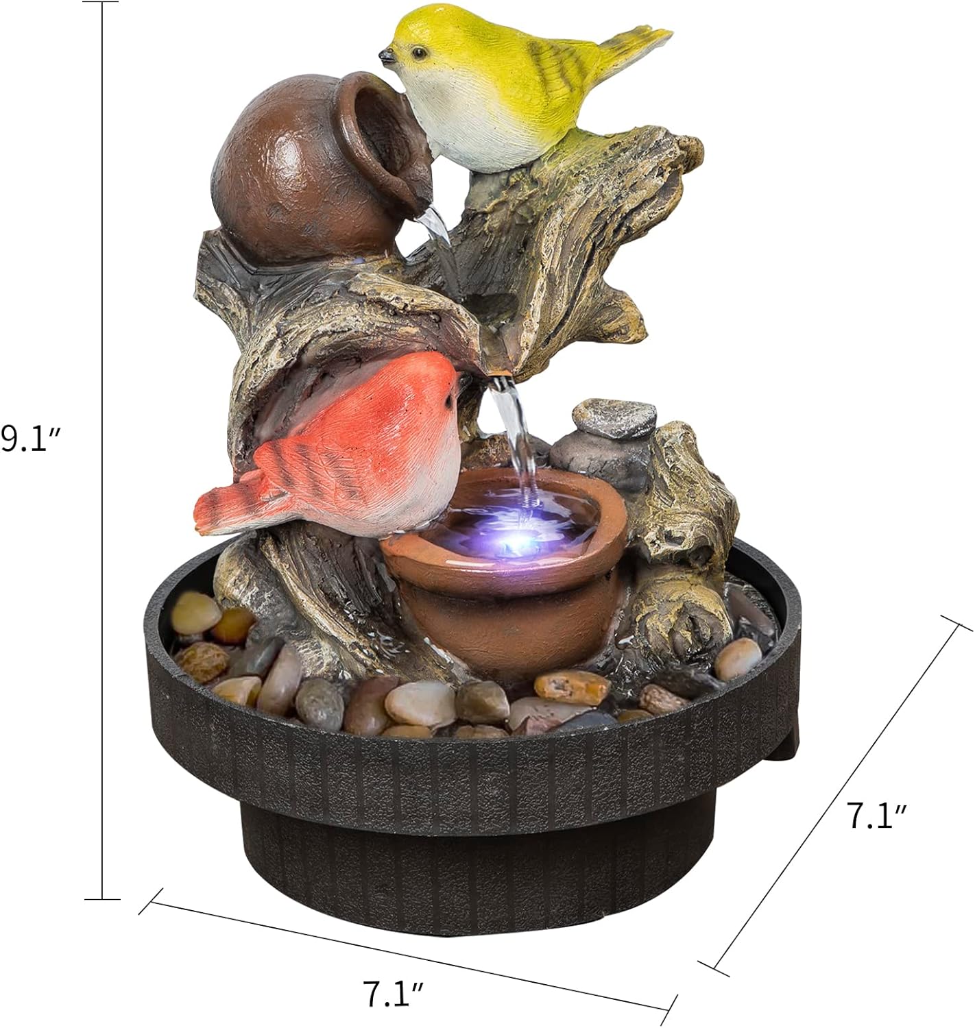 Ferrisland Indoor Tabletop Water Fountain, Desktop & Table Waterfall Fountains, Relaxation Fengshui Home Decor with LED Light for Home Office Bedroom House Warming Gift Idea-VerdiqueGarden