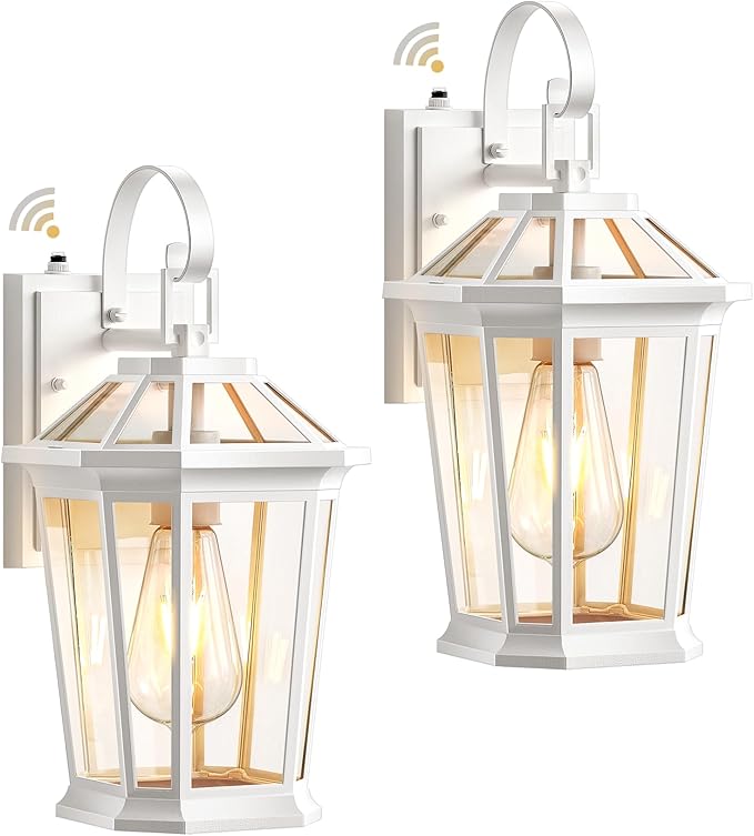 VIANIS 2 Pack Outdoor Wall Lights, Dusk to Dawn Exterior Light Fixture for House, 100% Anti-Rust Aluminum Waterproof Porch Light Outside Wall Lights, White Outdoor Wall Sconce Lanterns for Garage-VerdiqueGarden