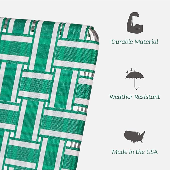 Lawn Chair USA - Outdoor Chairs for Camping | 2- Pack (Sea Island with White Arms & Charleston with Green Arms, Classic)-VerdiqueGarden