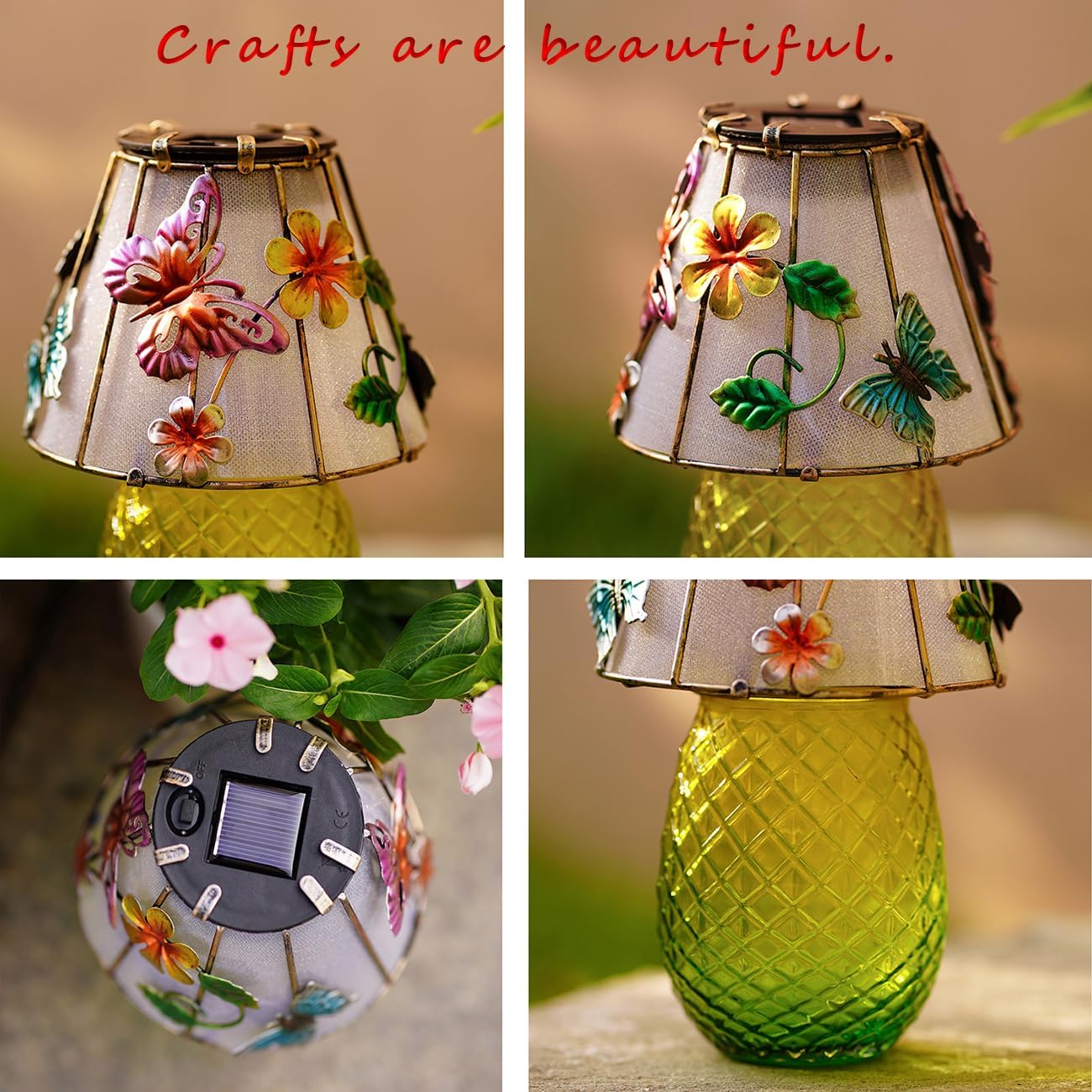 Butterfly Solar Garden Lights Outdoor Decor - Waterproof Tabletop Solar Lamp - Cordless Table Lamps for Garden Patio Porch Yard Backyard Balcony Wedding, Gifts for Mom-VerdiqueGarden