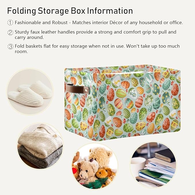 Easter Egg Rectangular Storage Basket Organizer Bin Shelf Baskets For Clothes Gifts For Home Office Dorm-VerdiqueGarden