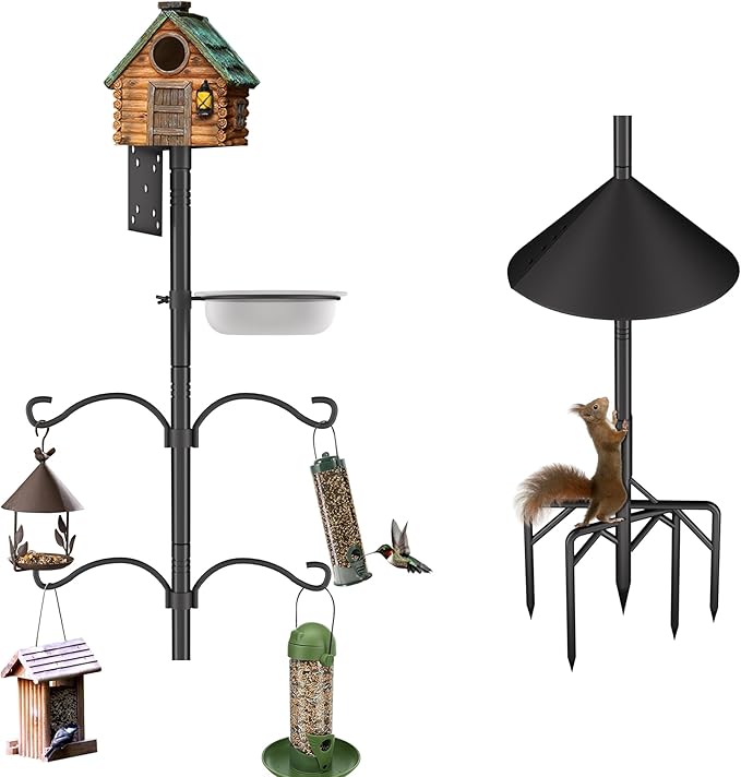 Bird Feeder Pole Stand,95 Inch House Pole for Outdoors Weather Station,Heavy Duty Metal Mount Kit Adjustable Multifunctional Bird Feeder Stand-VerdiqueGarden