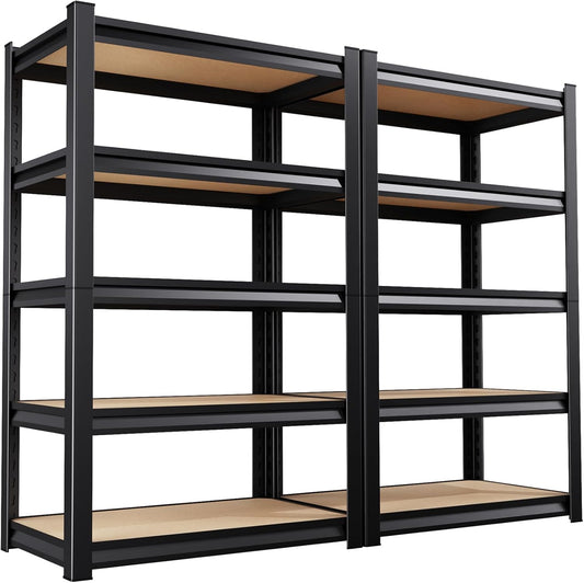 72”H Garage Shelving 5 Tier Storage Shelves Adjustable Garage Storage Shelves Wood Shelf 2000LBS Heavy Duty Industrial Shelving Unit Utility Shelf Wood Storage Rack ,35.4''W×15.7''D×72''H,2 Pack-VerdiqueGarden