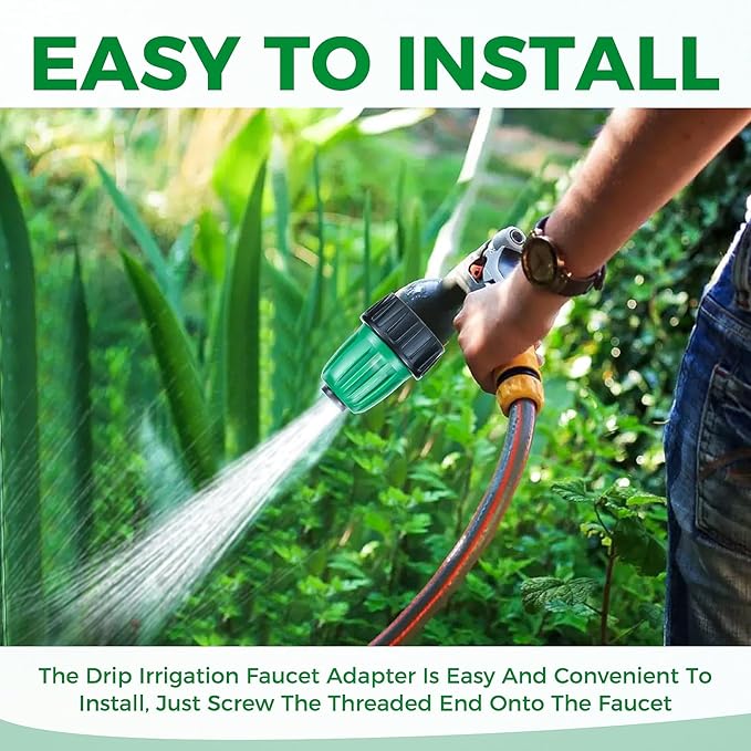 12 Pcs 1/2 Inch Drip Irrigation Tubing Faucet Garden Hose Adapter, 3/4" to 1/2" Drip Irrigation Tubing Hose Adapter, 3/4 Inch Faucet Connector Garden Hose Adapter Black and Green-VerdiqueGarden