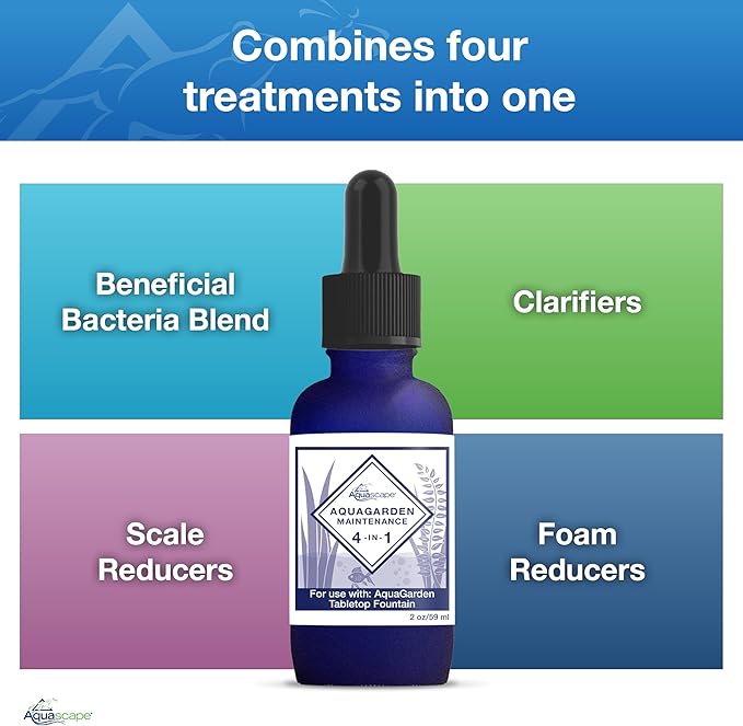 Aquascape AquaGarden Tabletop Fountain Maintenance Water Treatment, 4-in-1, 2 oz, 96097-VerdiqueGarden