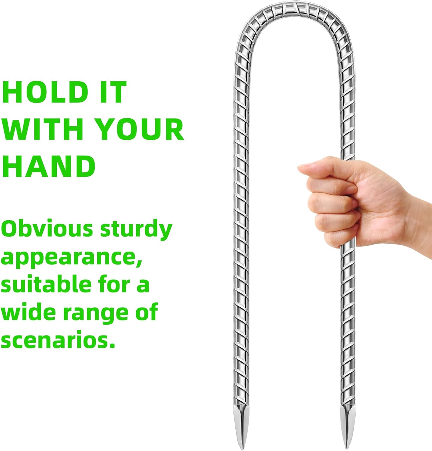 10 Pack Ground Garden Rebar Stakes Rebar 12 Inch Anti-Rust Galvanized Steel U Shape Hook Heavy Duty Ground Anchors for Tents, Position Kits,Fences, and Trampolines Landscape Fabric-VerdiqueGarden