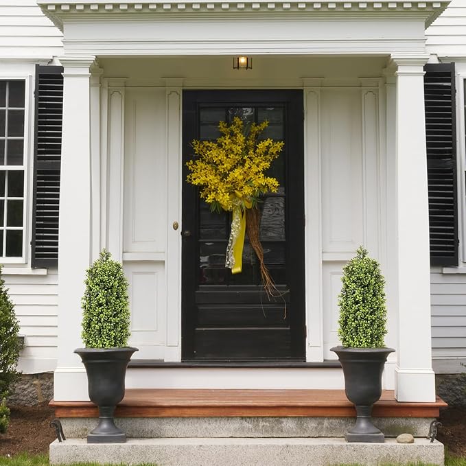 3ft Artificial Boxwood Topiary Trees (Set of 2) - UV Resistant Faux Plants for Outdoor/Indoor, Realistic 36in Fake Bushes and Shrubs for Front Porch, Planter, Patio - Low Maintenance & Evergreen-VerdiqueGarden