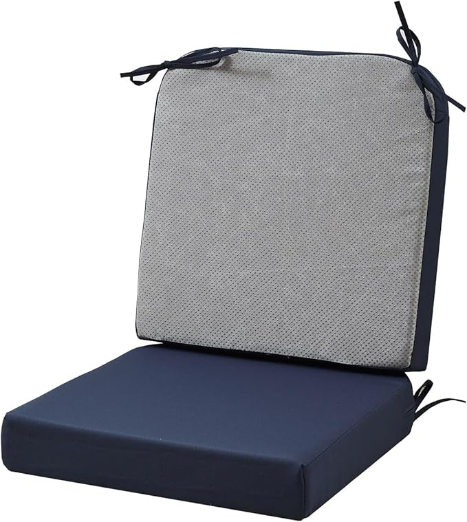 17 x 17 Inch Outdoor Seat Cushions for Patio Furniture with Non Slip and Ties Waterproof & UV Resistant Round Corner Outdoor Chair Cushions Replacement Set of 2, Navy Blue-VerdiqueGarden