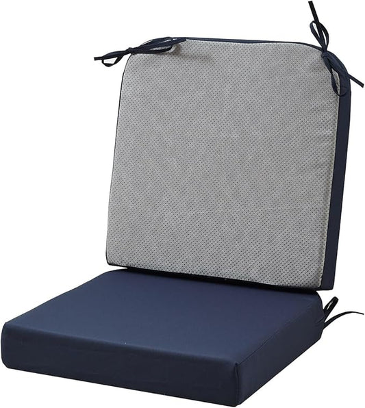 19 x 19 Inch Outdoor Seat Cushions for Patio Furniture with Non Slip and Ties Waterproof & UV Resistant Round Corner Outdoor Chair Cushions Replacement Set of 2, Navy Blue-VerdiqueGarden