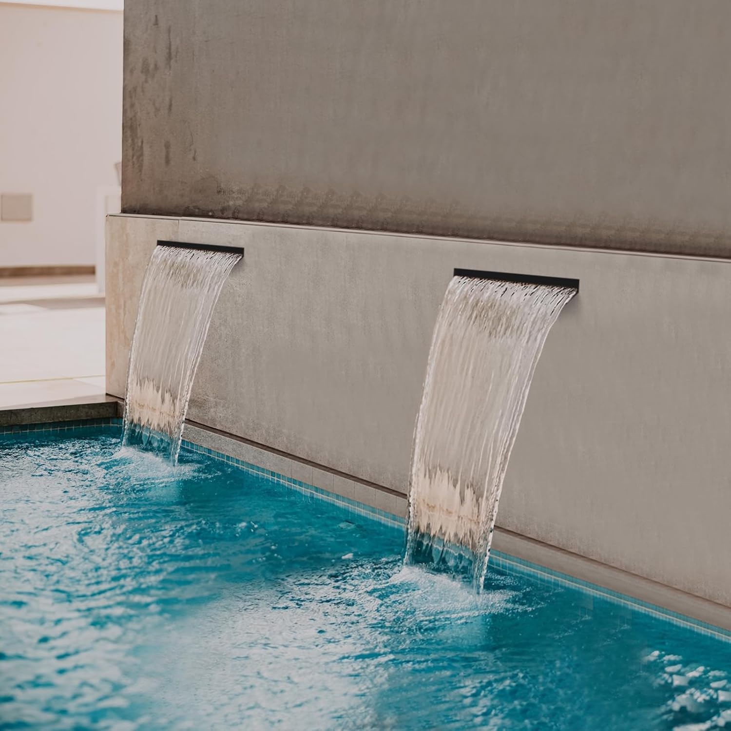 All-in-1 Pond Waterfall Kit with LED Lights, 8 inch Stainless Steel Spillway with 600GPH Water Pump, Outdoor Waterfall Fountain for Water Feature, Garden, Backyard, Pool-VerdiqueGarden