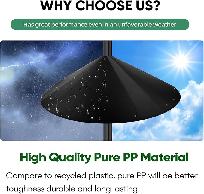 24-inch Large Outdoor Squirrel Baffles for Bird Feeders Pole, Baffle with Metal Frame, Squirrel Guard for Bird Houses, Two Way Use, Black Color-VerdiqueGarden