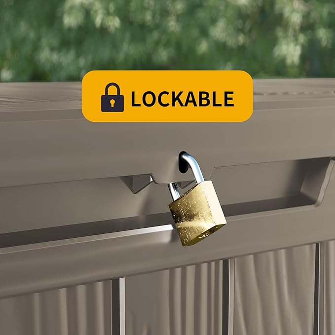 180 Gallon Outdoor Storage Box Waterproof Lockable Resin Deck Box Large, Patio Storage Bin for Pool Accessories Cushion Furniture, Garden Tools, UV-Resistant Outside Delivery Grey-VerdiqueGarden