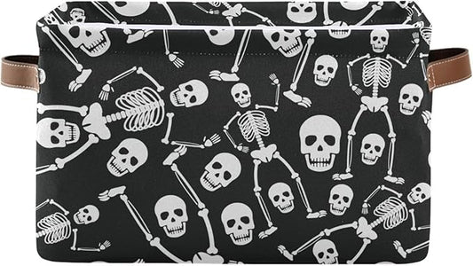 Skull Rectangular Storage Basket Organizer Bin Shelf Baskets For Clothes Gifts For Home Office Dorm-VerdiqueGarden