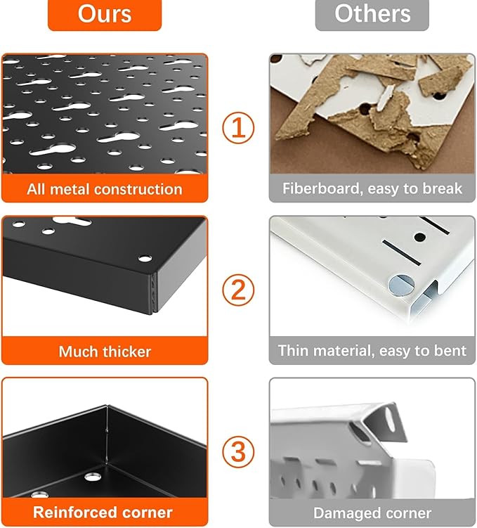 TORACK Metal Pegboard Wall Organizer 4ft Wide, Tool Storage Pegboard System for Garage with Accessories, Wall Mount Storage Bins, Shelves, Peg board Tool Organizer Kit for Workbench(Black)-VerdiqueGarden