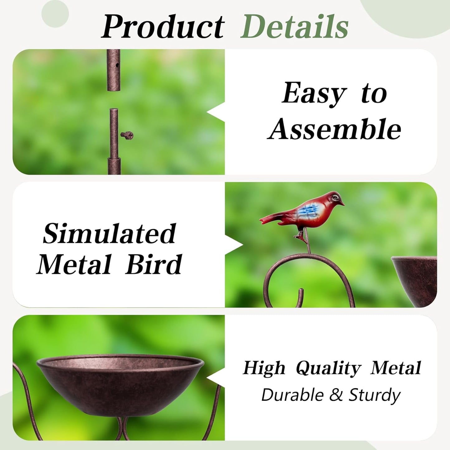 Bird Bath for Outside - Antique Iron Bird Bath with Trellis,Detachable Decorative Hummingbird Bowl,Metal Plant Support for Climbing Flowers,Elegant Outdoor Garden Feature (Hummingbird)-VerdiqueGarden