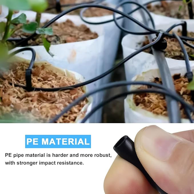 1/4 PE Drip Irrigation Tubing, 100FT Drip Irrigation Hose, Push-To-Connect Compatible- Misting Tubing or Blank Distribution Tubing for DIY Garden Irrigation Hydroponics System-VerdiqueGarden