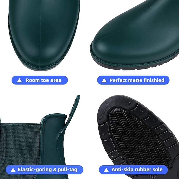 Asgard Women's Ankle Rain Boots Waterproof Chelsea Boots-VerdiqueGarden