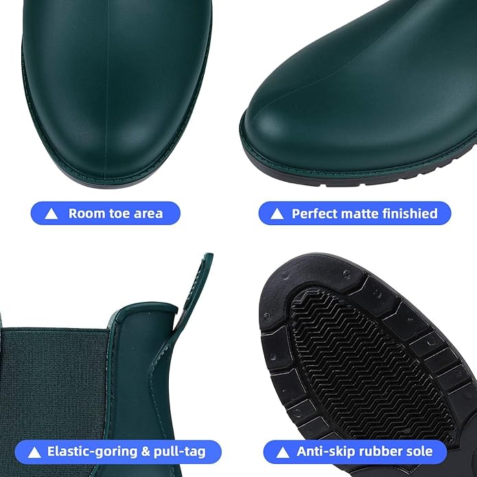 Asgard Women's Ankle Rain Boots Waterproof Chelsea Boots-VerdiqueGarden