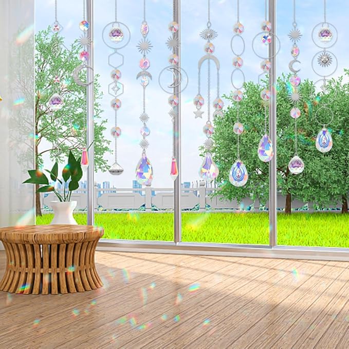 HYBEADS 200 Pcs DIY Suncatcher Making Kits for Adults Crystal Sun Catchers Crafts with Hooks Chains Pendants Rainbow Maker for Window Hanging Prism Indoor Outdoor Garden Xmas Wedding Party Decor-VerdiqueGarden