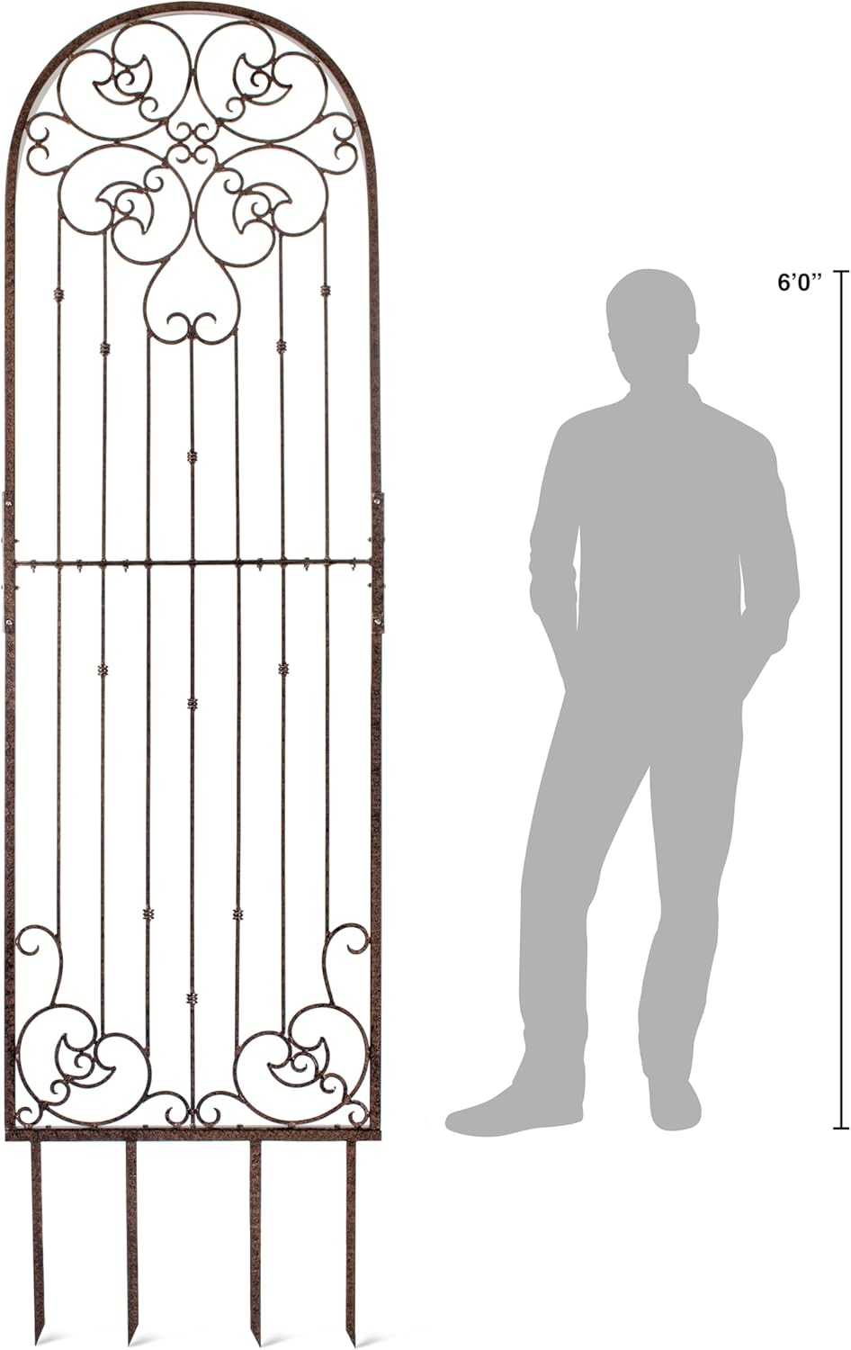 H Potter 8 Foot Tall Garden Trellis Wrought Iron Heavy Scroll Metal Decoration Lawn Patio and Wall Decor Screen for Rose Clematis Ivy Weather Resistant Patio Deck Wall Art X Large-VerdiqueGarden