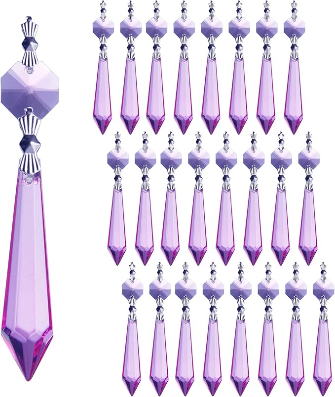 HDCRYSTALGIFTS Purple Chandelier Icicle Drop Prisms Crystal 55mm, Pack of 25-VerdiqueGarden
