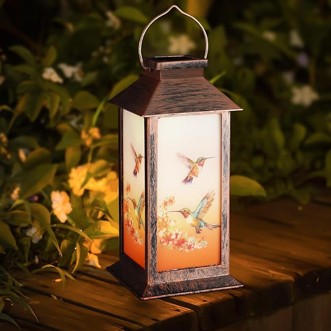 Solar Lantern Outdoor Waterproof Hummingbird Garden Decor Birthday Gifts for Women Mom and Grandma Solar LED Plastic Decorative Hanging Light for Yard(Hummingbird )-VerdiqueGarden