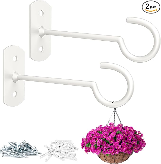 Plant Hook 6inch,Plant Hanger Shepherds Plant Bracket for Wall Hanging Wind Chimes Lanterns,Bird Feeder,Flower Basket,Home Decor Indoor & Outdoor 2 Pack-VerdiqueGarden