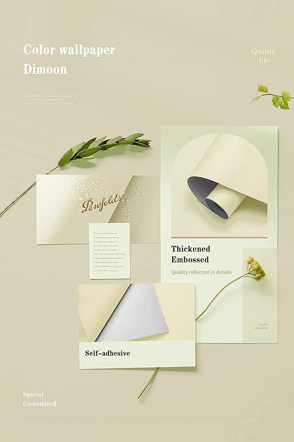 Dimoon 78.7''x17.7'' Beige Peel and Stick Wallpaper Contact Paper Modern Self Adhesive Wall Paper Removable Renter Friendly Textured Solid Color Shelf Cabinet Vinyl Roll (78.7''x17.7'',Beige)-VerdiqueGarden