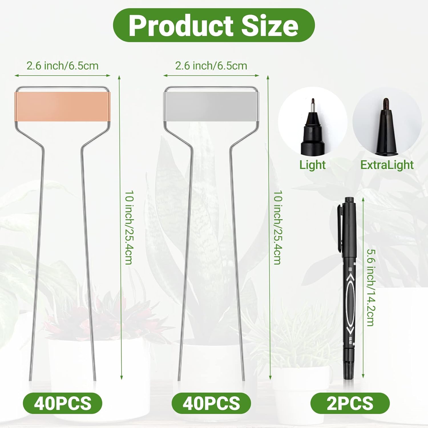 80 Pcs 10" High Plant Labels, Include 40 Copper Metal Plant Tags and 40 Weatherproof Garden Aluminum Markers Bulk with Marker Pen Reusable Seedling Sign Nursery Tag for Outdoor Herb Vegetable Flower-VerdiqueGarden