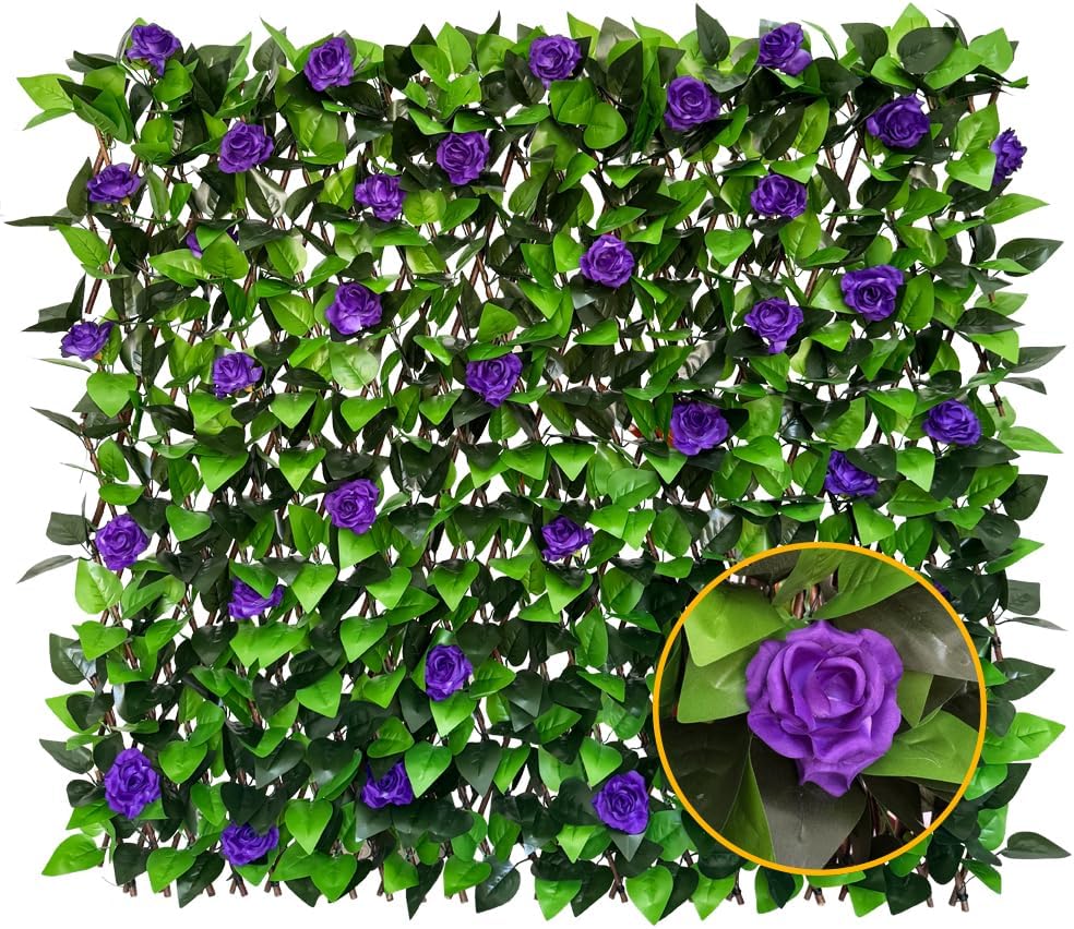 Expandable Fence Privacy Screen for Balcony Patio Outdoor,Decorative Faux Ivy Fencing Panel,Artificial Hedges-VerdiqueGarden