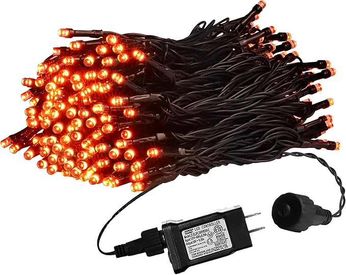 Weillsnow Orange Halloween Lights, 66FT Plug-in Waterproof String Lights, 8 Modes with Memory for Indoor/Outdoor Garden Decorations-VerdiqueGarden