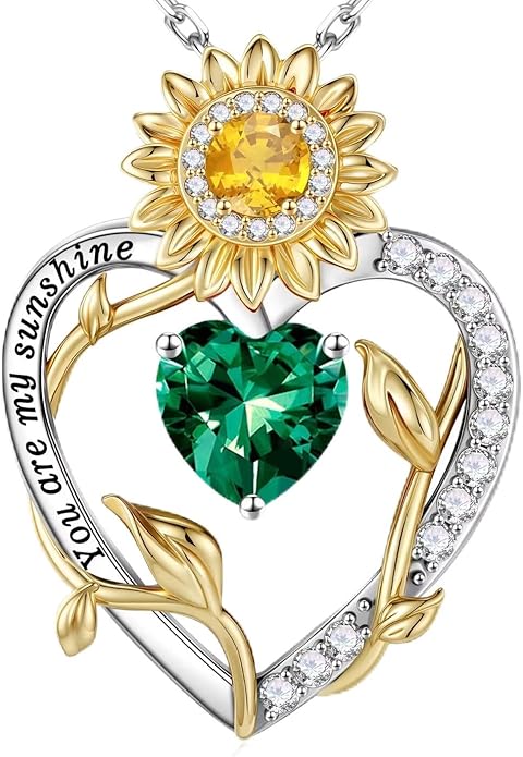 Iefil Valentines Day Gifts for Her - 925 Sterling Silver Sunflower Necklaces for Women, You Are My Sunshine Necklaces, Anniversary Birthday Gifts for Women Wife Girlfriend