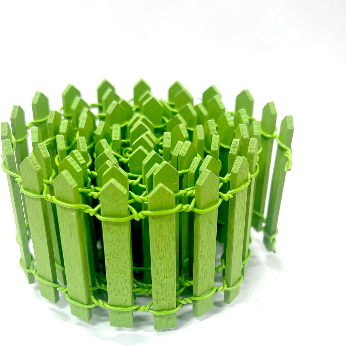 35 Inches Mini Fairy Garden Fence DIY Small Wood Decorative Picket Fence Micro Landscape Miniature Ornaments for Dollhouse, Crafts, Diorama Project, Plant Pot, Green-VerdiqueGarden