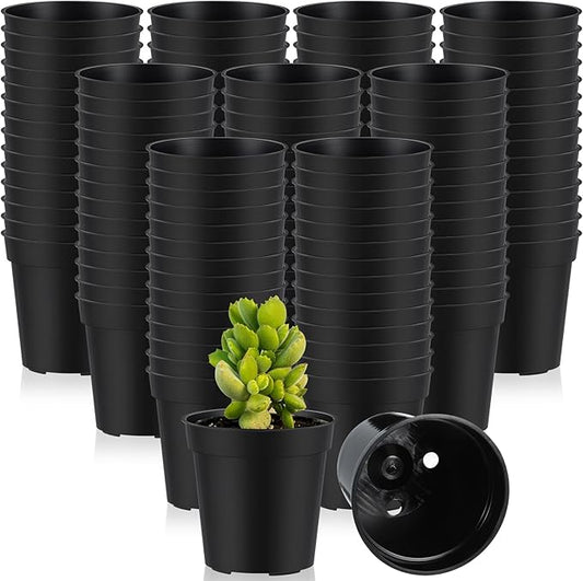Yaomiao 200 Pcs 2 Inch Black Mini Plastic Plant Pot Nursery Seedling Pots Seed Starter with Drainage Holes for Indoor Outdoor Garden Succulent Plants Cuttings Transplanting-VerdiqueGarden