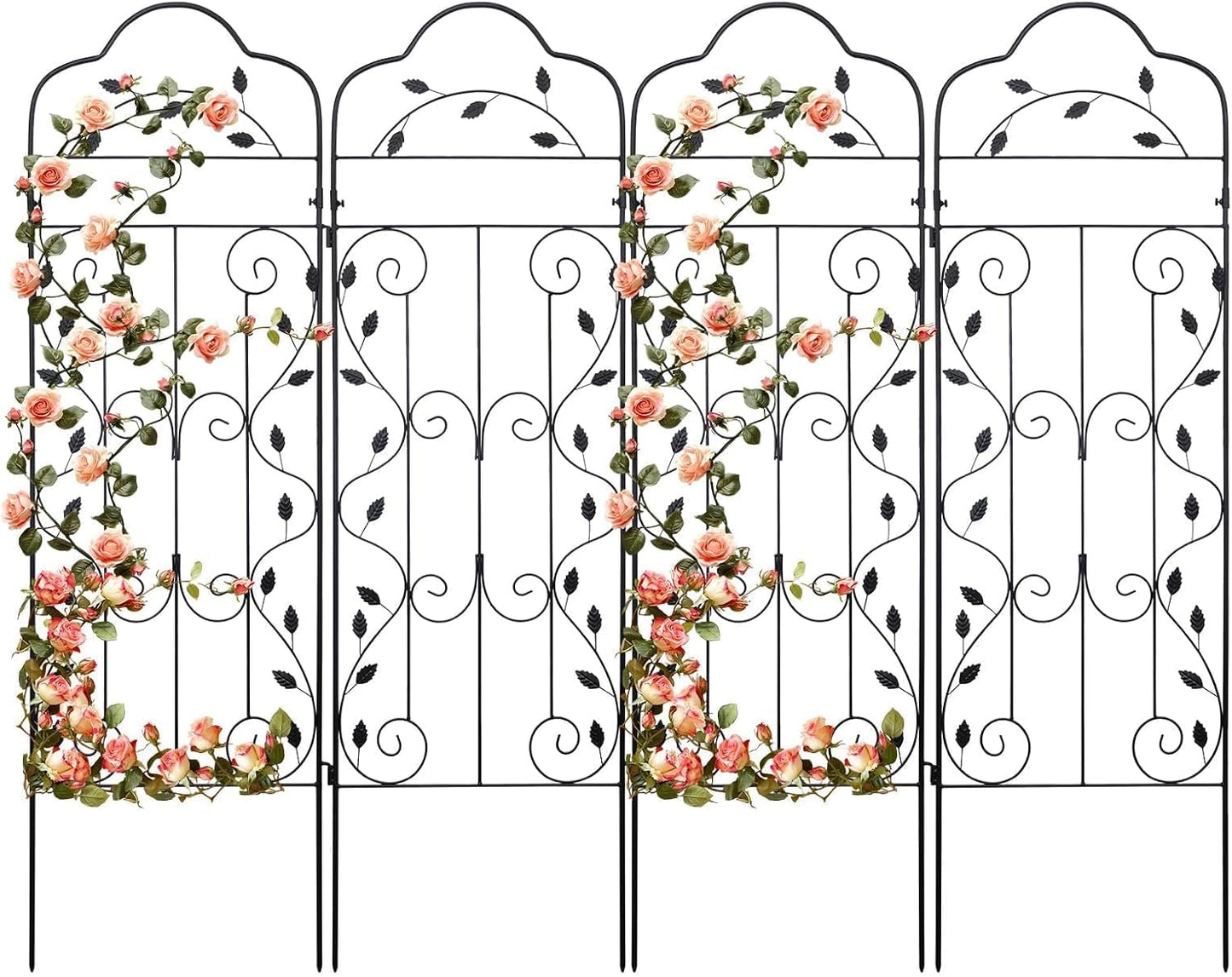 hogardeck 4 Packs 60 * 18 inch Metal Garden Trellis for Climbing Plants Outdoor,Heavy Duty,Black Coating Rustproof Trellis for Rose, Vegetable, Flowers, Expandable,Perfect for Training Climbing Plants-VerdiqueGarden