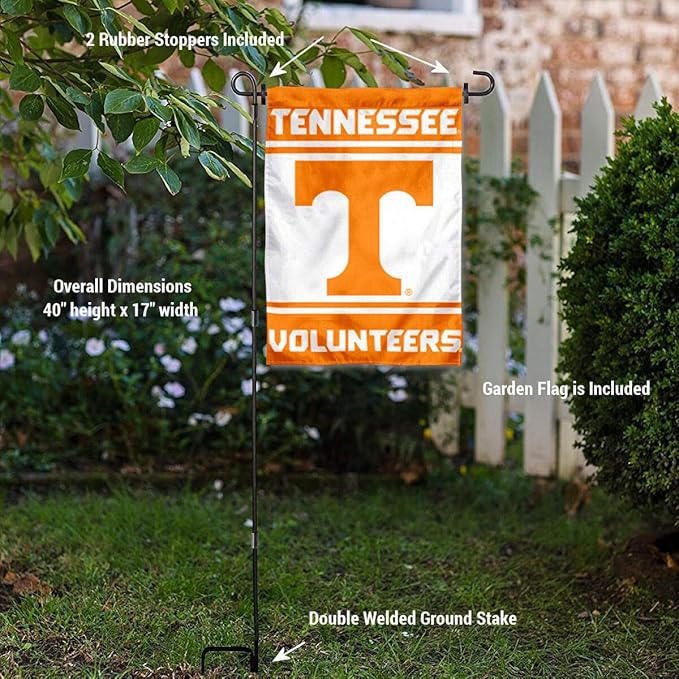 College Flags & Banners Co. Tennessee Volunteers Garden Flag with Stand Holder-VerdiqueGarden