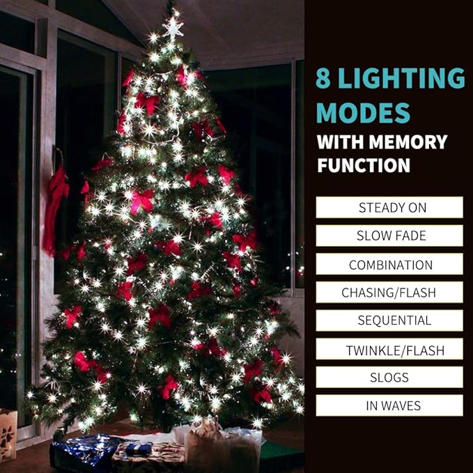 1000 LED 328ft 8 Modes with Timer Christmas String Lights IP55 Outdoor Waterproof UL Certificated Indoor Fairy Lights Garden Patio Wedding Christma Trees Parties Decoration White Light-VerdiqueGarden