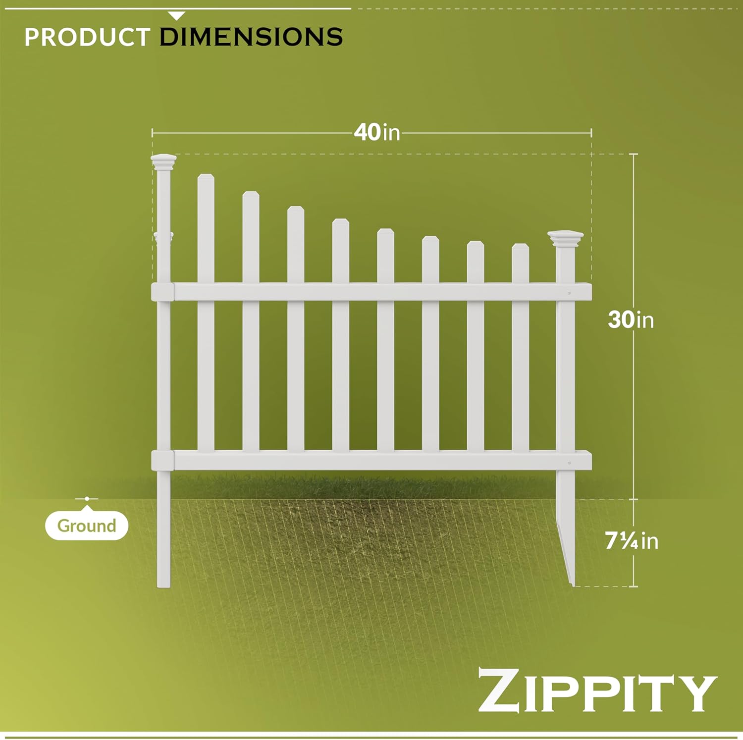 30in H x 40in W (2 Panels) No Dig Zippity Ashley Corner Vinyl Picket Fence, Garden Fence Border, Decorative Fence For Garden, White Vinyl Panels for Backyard, Patio & Yard, ZP19007-VerdiqueGarden