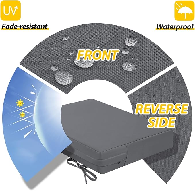 AAAAAcessories Outdoor Seat Cushions for Chairs, Waterproof, Fade-Resistant Patio Furniture Replacement Cushions, 20" x 18" x 3", Set of 2, Dark Gray-VerdiqueGarden