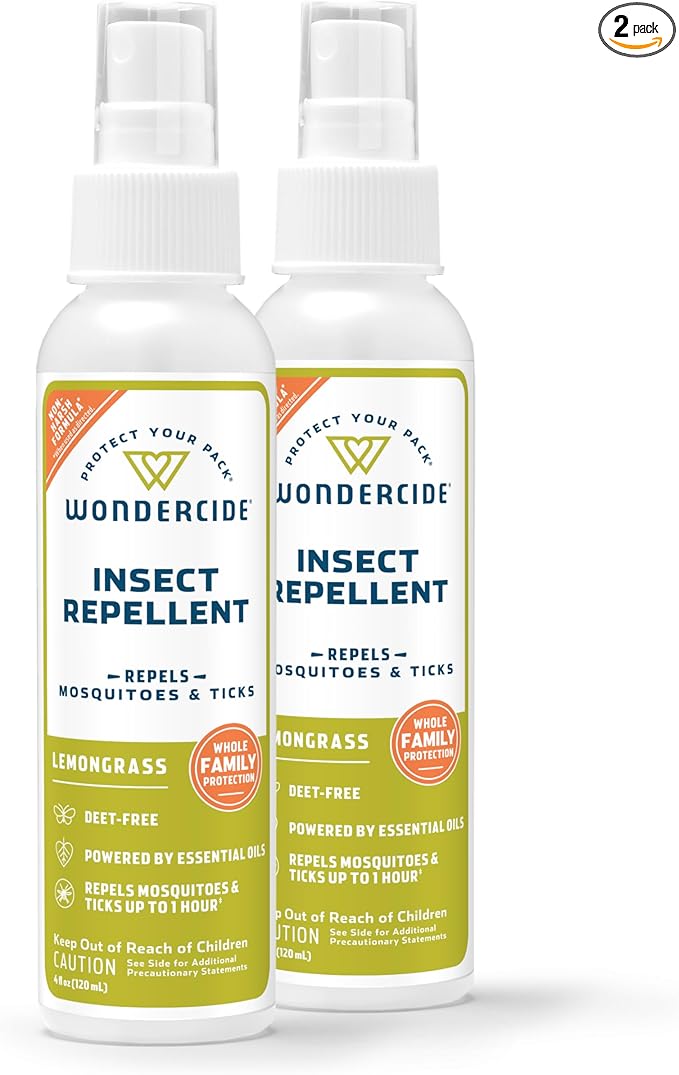 Wondercide - Mosquito, Tick, and Insect Repellent with Natural Essential Oils - DEET-Free Bug Spray and Killer - Safe for Family - Lemongrass 2-Pack of 4 oz Bottle-VerdiqueGarden