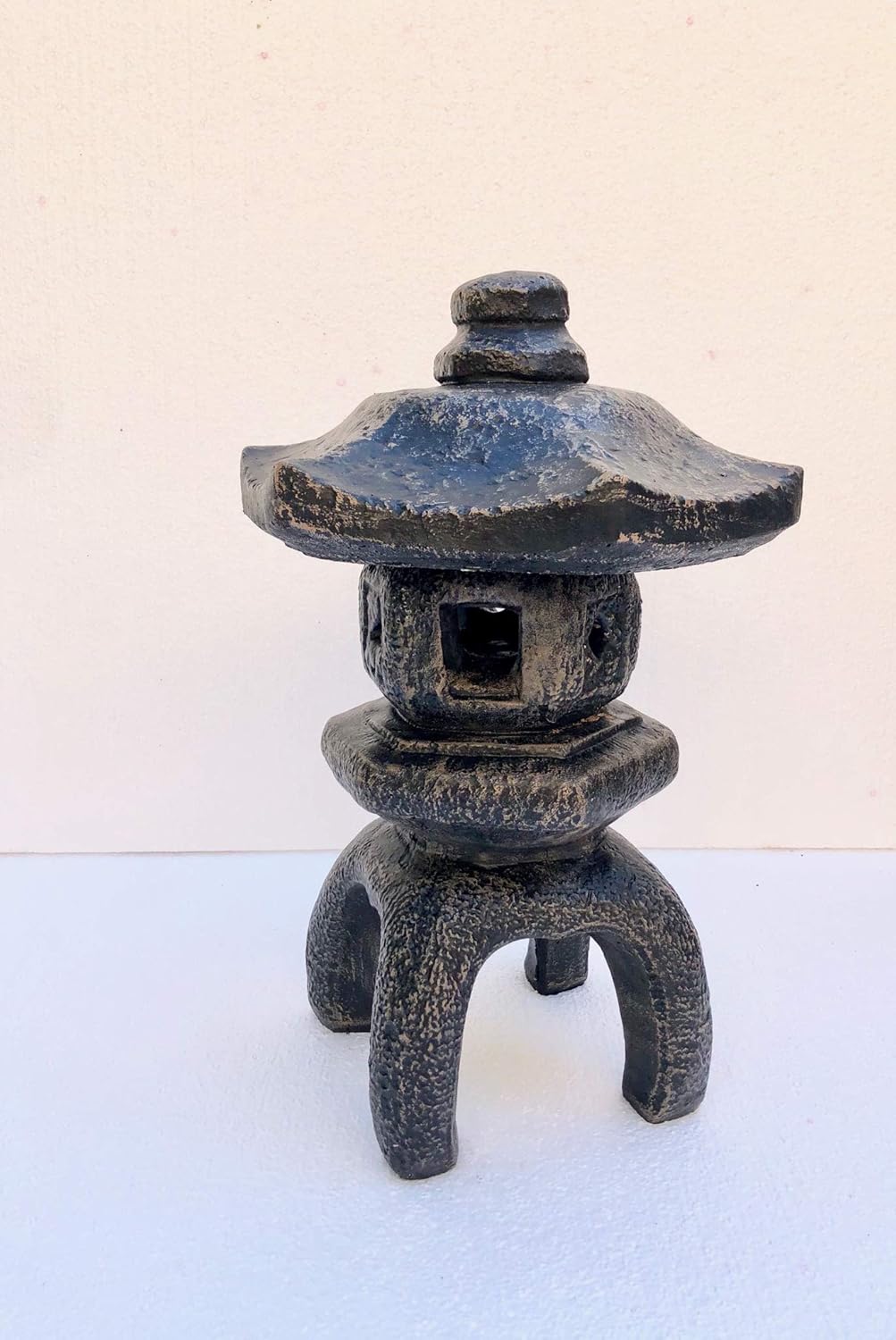 Solid Rock Stoneworks 2 Piece Japenese Lantern- Autumn Brown- 17" tall x 12" d-VerdiqueGarden